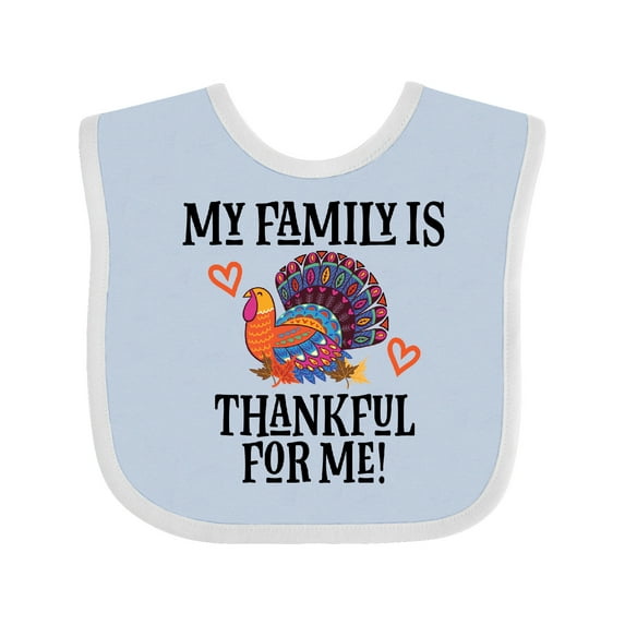 Inktastic Thanksgiving Turkey Family is Thankful for Me Boys or Girls Baby Bib