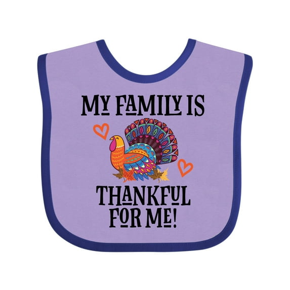 Inktastic Thanksgiving Turkey Family is Thankful for Me Boys or Girls Baby Bib