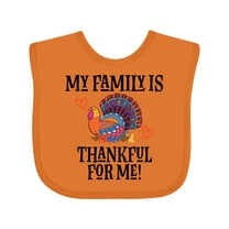 Inktastic Thanksgiving Turkey Family is Thankful for Me Boys or Girls Baby Bib