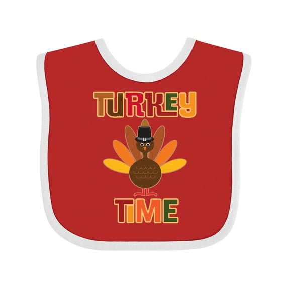 Inktastic Thanksgiving Turkey Time Boys or Girls Baby Bib