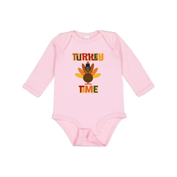 Inktastic Thanksgiving Turkey Time Boys or Girls Long Sleeve Baby Bodysuit