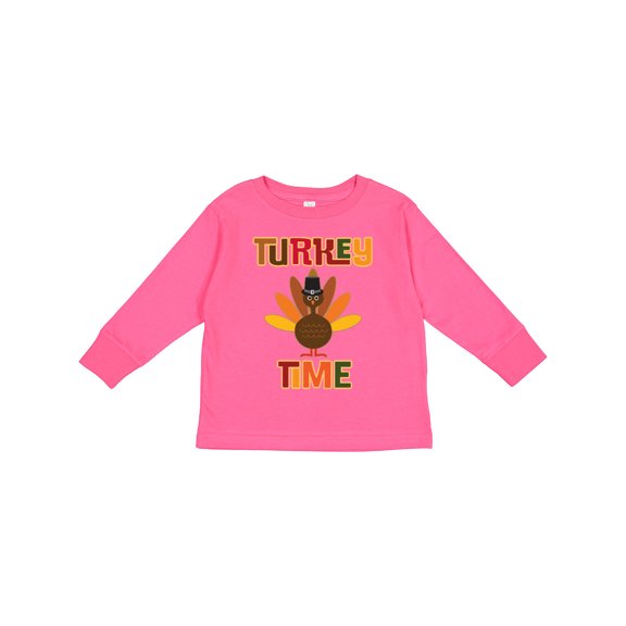 Inktastic Thanksgiving Turkey Time Boys or Girls Long Sleeve Toddler T-Shirt
