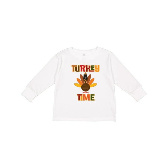 Inktastic Thanksgiving Turkey Time Boys or Girls Long Sleeve Toddler T-Shirt