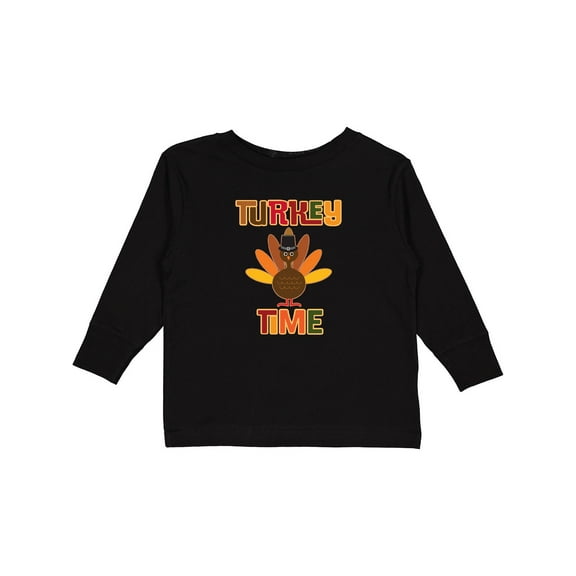 Inktastic Thanksgiving Turkey Time Boys or Girls Long Sleeve Toddler T-Shirt