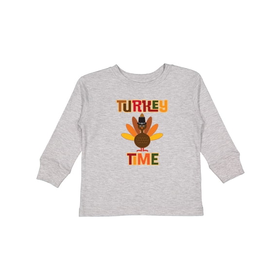 Inktastic Thanksgiving Turkey Time Boys or Girls Long Sleeve Toddler T-Shirt