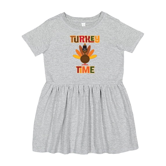 Inktastic Thanksgiving Turkey Time Girls Toddler Dress