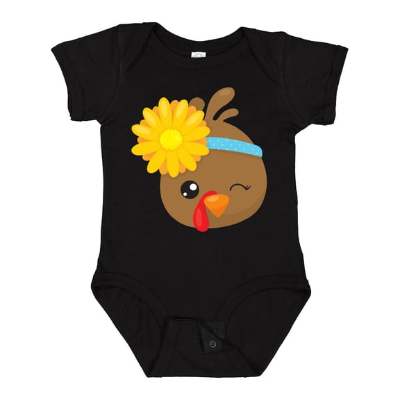 Inktastic Thanksgiving Turkey, Turkey With Sunflower Boys or Girls Baby Bodysuit