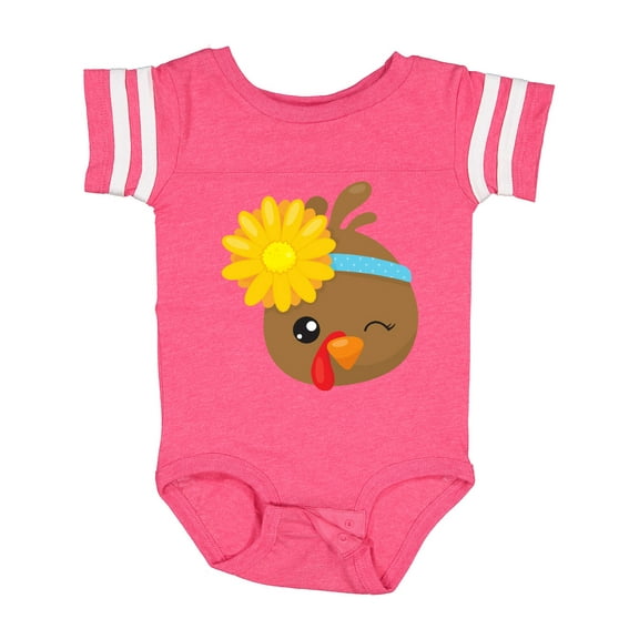 Inktastic Thanksgiving Turkey, Turkey With Sunflower Boys or Girls Baby Bodysuit