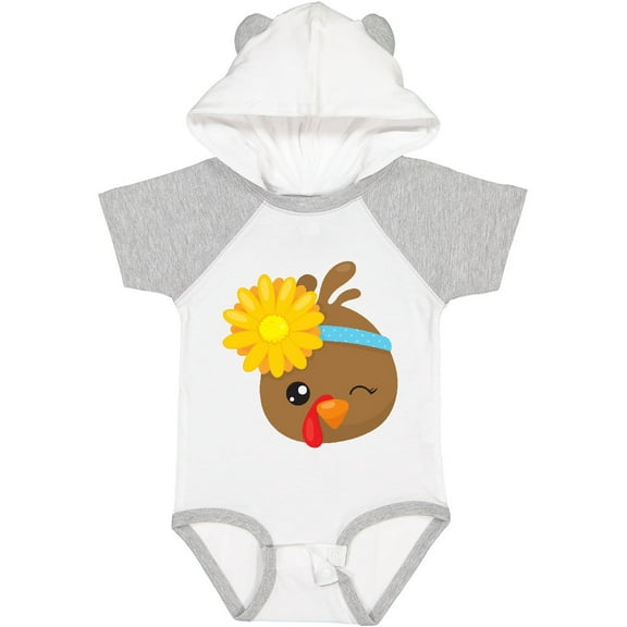 Inktastic Thanksgiving Turkey, Turkey With Sunflower Boys or Girls Baby Bodysuit