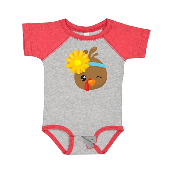 Inktastic Thanksgiving Turkey, Turkey With Sunflower Boys or Girls Baby Bodysuit