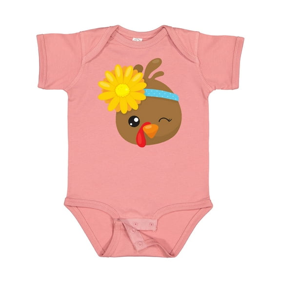 Inktastic Thanksgiving Turkey, Turkey With Sunflower Boys or Girls Baby Bodysuit