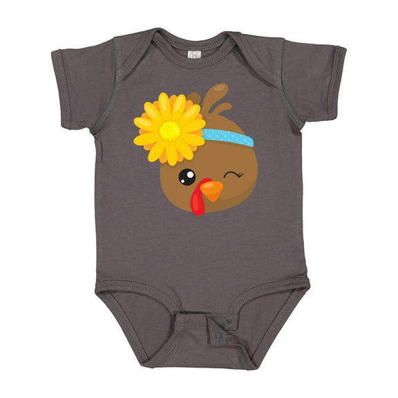 Inktastic Thanksgiving Turkey, Turkey With Sunflower Boys or Girls Baby Bodysuit