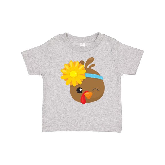Inktastic Thanksgiving Turkey, Turkey With Sunflower Boys or Girls Baby T-Shirt