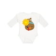 thumbnail image 1 of Inktastic Thanksgiving Turkey, Turkey With Sunflower Boys or Girls Long Sleeve Baby Bodysuit, 1 of 5
