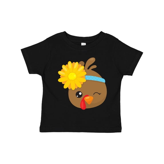 Inktastic Thanksgiving Turkey, Turkey With Sunflower Boys or Girls Toddler T-Shirt