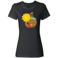thumbnail image 1 of Inktastic Thanksgiving Turkey, Turkey With Sunflower Women's T-Shirt, 1 of 5