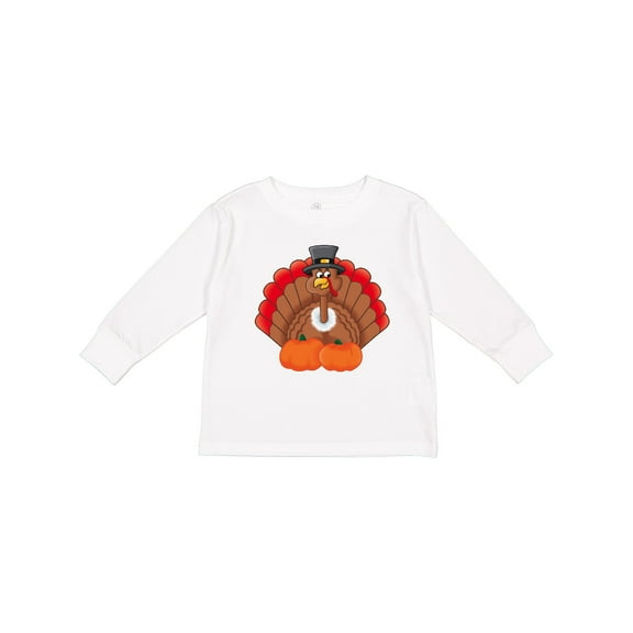 Inktastic Thanksgiving Turkey with Pumpkin Boys or Girls Long Sleeve Toddler T-Shirt
