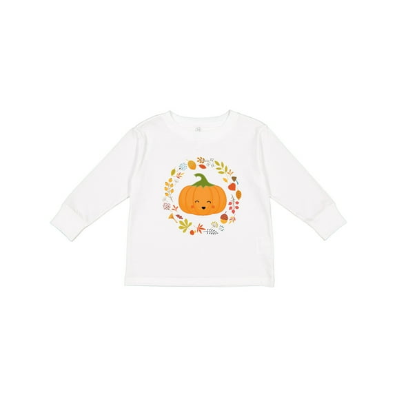 Inktastic Thanksgiving Wreath Autumn Fall Pumpkin Boys or Girls Long Sleeve Toddler T-Shirt
