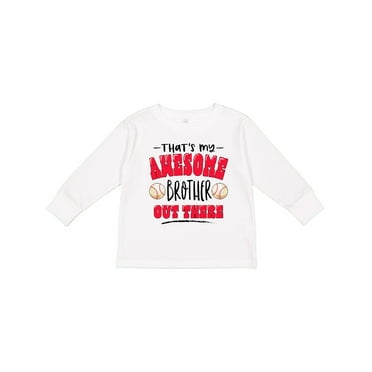 Inktastic That's My Awesome Brother Out There with Baseballs Boys or Girls Long Sleeve Toddler T-Shirt
