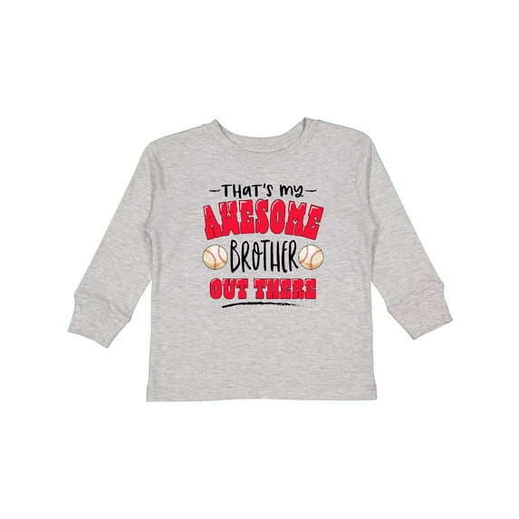 Inktastic That's My Awesome Brother Out There with Baseballs Boys or Girls Long Sleeve Toddler T-Shirt
