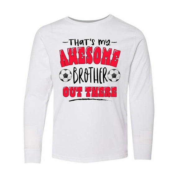 Inktastic That's My Awesome Brother Out There with Soccer Balls Long Sleeve Youth T-Shirt