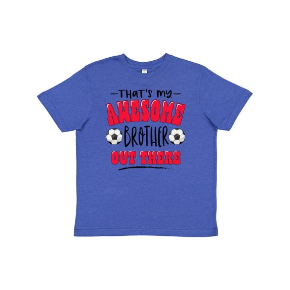 Inktastic That's My Awesome Brother Out There with Soccer Balls Youth T-Shirt