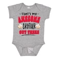 thumbnail image 1 of Inktastic That's My Awesome Brother out There with Baseballs Boys or Girls Baby Bodysuit, 1 of 5