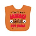 thumbnail image 1 of Inktastic That's My Awesome Brother out There with Soccer Balls Boys or Girls Baby Bib, 1 of 4