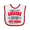 thumbnail image 1 of Inktastic That's My Awesome Brother out There with Soccer Balls Boys or Girls Baby Bib, 1 of 4