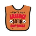 thumbnail image 1 of Inktastic That's My Awesome Brother out There with Soccer Balls Boys or Girls Baby Bib, 1 of 4
