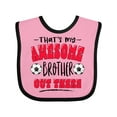 thumbnail image 1 of Inktastic That's My Awesome Brother out There with Soccer Balls Boys or Girls Baby Bib, 1 of 4
