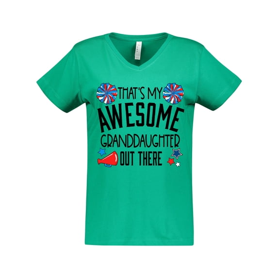 Inktastic That's My Awesome Granddaughter out There Cheerleader Women's V-Neck T-Shirt