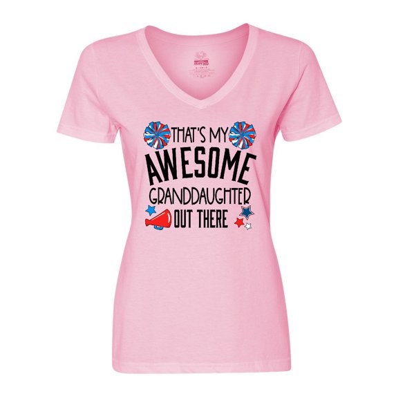 Inktastic That's My Awesome Granddaughter out There Cheerleader Women's V-Neck T-Shirt