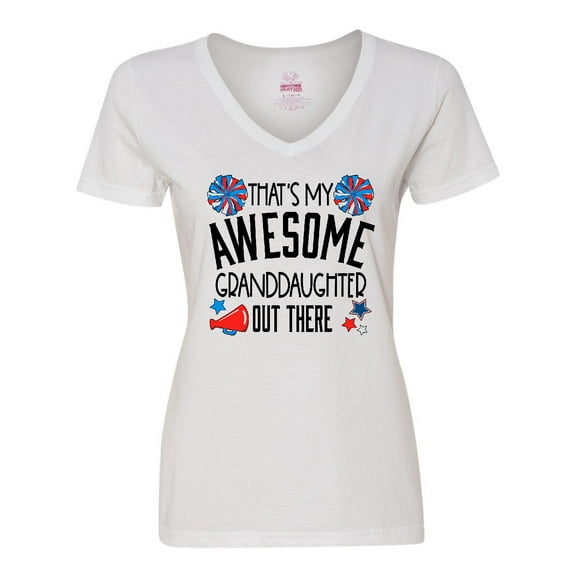 Inktastic That's My Awesome Granddaughter out There Cheerleader Women's V-Neck T-Shirt
