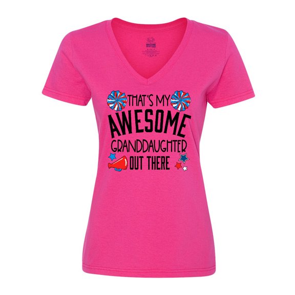 Inktastic That's My Awesome Granddaughter out There Cheerleader Women's V-Neck T-Shirt