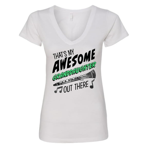 Inktastic That's My Awesome Granddaughter out There with Clarinet Women's V-Neck T-Shirt