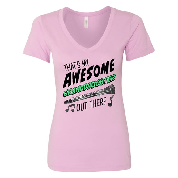 Inktastic That's My Awesome Granddaughter out There with Clarinet Women's V-Neck T-Shirt