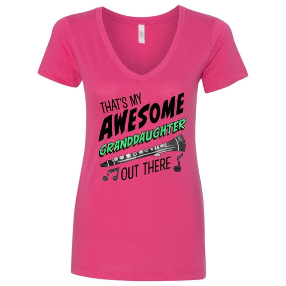 Inktastic That's My Awesome Granddaughter out There with Clarinet Women's V-Neck T-Shirt