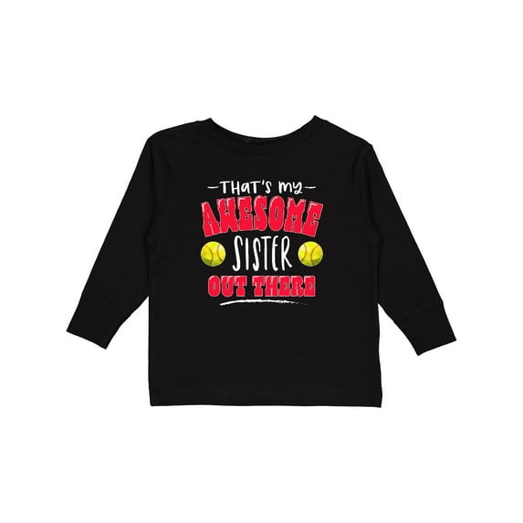 Inktastic That's My Awesome Sister Out There with Softballs Boys or Girls Long Sleeve Toddler T-Shirt