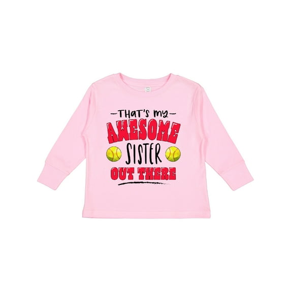 Inktastic That's My Awesome Sister Out There with Softballs Boys or Girls Long Sleeve Toddler T-Shirt