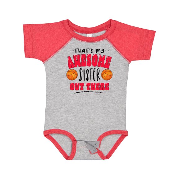 Inktastic That's My Awesome Sister out There with Basketballs Boys or Girls Baby Bodysuit