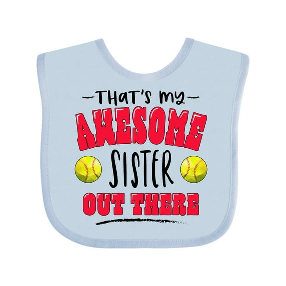Inktastic That's My Awesome Sister out There with Softballs Boys or Girls Baby Bib
