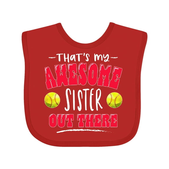 Inktastic That's My Awesome Sister out There with Softballs Boys or Girls Baby Bib
