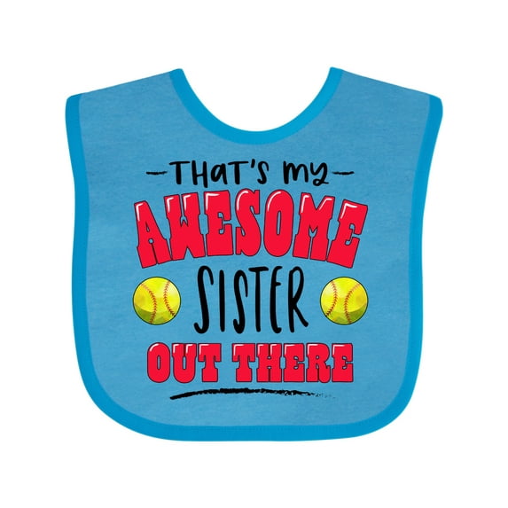 Inktastic That's My Awesome Sister out There with Softballs Boys or Girls Baby Bib