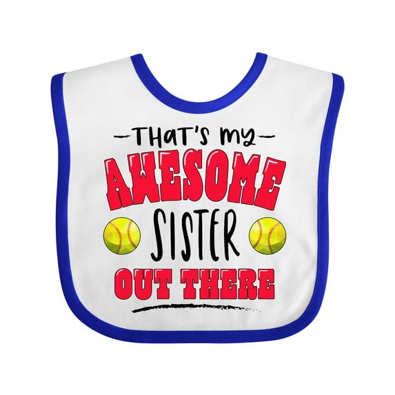 Inktastic That's My Awesome Sister out There with Softballs Boys or Girls Baby Bib