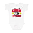 thumbnail image 1 of Inktastic That's My Awesome Sister out There with Softballs Boys or Girls Baby Bodysuit, 1 of 5