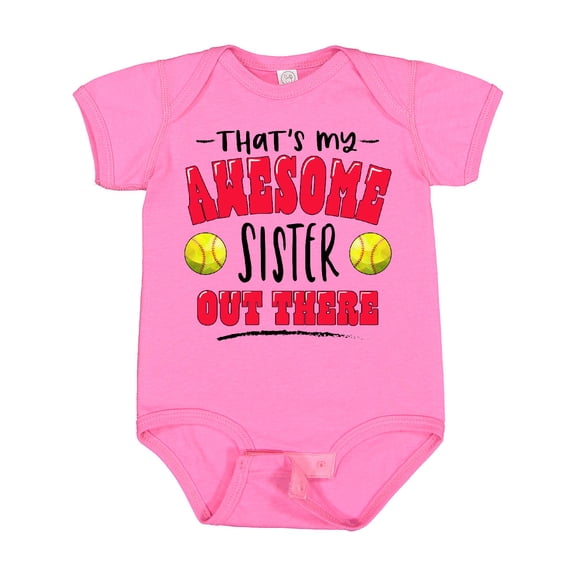 Inktastic That's My Awesome Sister out There with Softballs Boys or Girls Baby Bodysuit