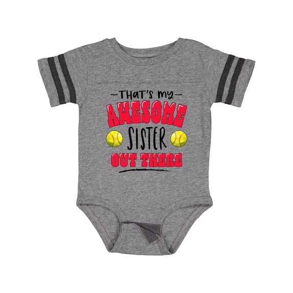 Inktastic That's My Awesome Sister out There with Softballs Boys or Girls Baby Bodysuit