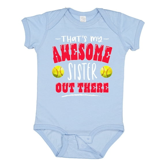 Inktastic That's My Awesome Sister out There with Softballs Boys or Girls Baby Bodysuit