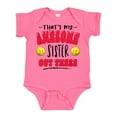 thumbnail image 1 of Inktastic That's My Awesome Sister out There with Softballs Boys or Girls Baby Bodysuit, 1 of 5
